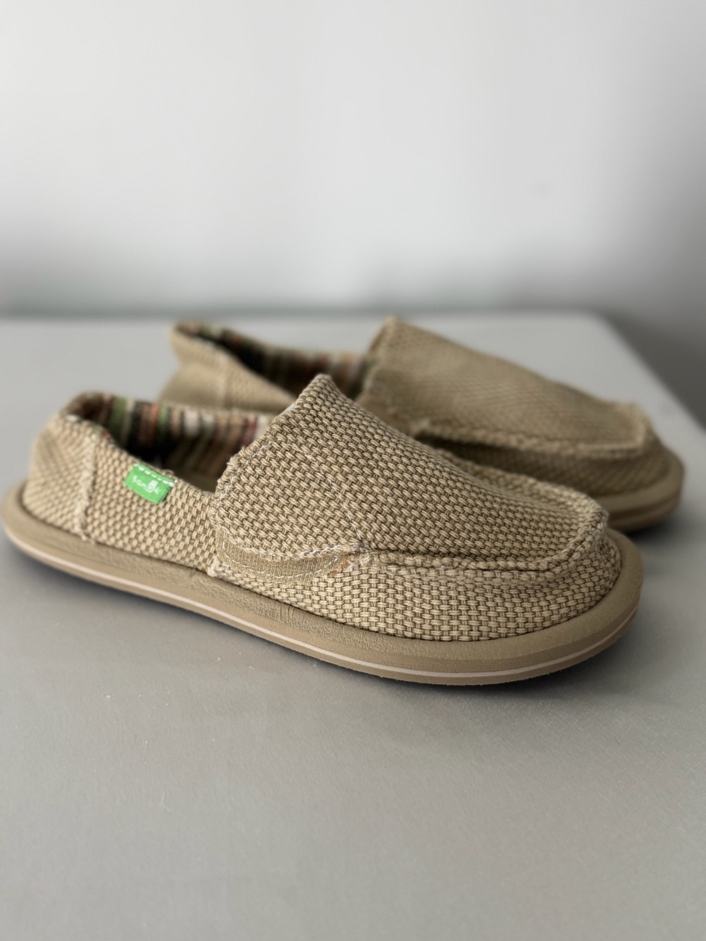 Sanuk Kids Tan Canvas Slip-On shoes Size 12 U.S. NEW